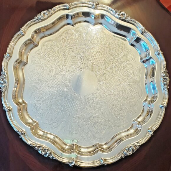 Vintage Community Plate- Silver-Plated Serving Tray – Sheffield Design - Picture 5 of 10